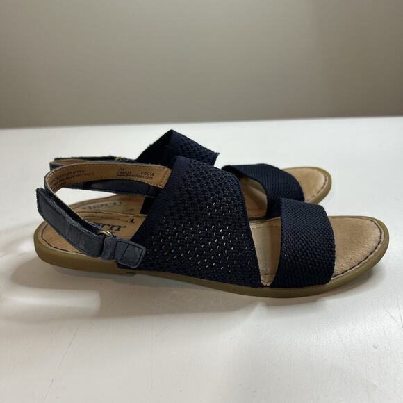 Born Women's 7M Hanz Sandals Navy Blue Slingback Knit Leather Flat - Picture 3 of 7
